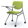 81S1ER PD32 ルナ ネスティング 肘無 テーブル付 背パッド付 グリーンシェル シルバーフレーム ナイロン双輪 オカムラ(岡村製作所) 07216189