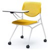 81S1FS FSG9 ルナ ネスティング 肘無 テーブル付 背パッド無 イエローシェル ホワイトフレーム ナイロン双輪 オカムラ(岡村製作所) 07217431
