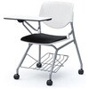 81S1GN PB20 ルナ ネスティング 肘無 棚付テーブル付 背パッド無 ホワイトシェル シルバーフレーム ナイロン双輪 オカムラ(岡村製作所) 07217930