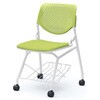 81S1LY FSF5 ルナ ネスティング 肘無 棚付 背パッド無 グリーンシェル ホワイトフレーム ナイロン双輪 オカムラ(岡村製作所) 07218998