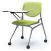 81S1EN PD32 ルナ ネスティング 肘無 テーブル付 背パッド無 グリーンシェル シルバーフレーム ナイロン双輪 オカムラ(岡村製作所) 07222096