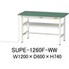 軽量作業台/耐荷重150kg_導電性ゴムマット+アース付き_中間棚付き固定式_ワークテーブル150シリーズ 山金工業