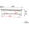 SURAL-1560T-GYW 軽量作業台/耐荷重150kg_高さ調整_半面棚板付き_RoHS2指令対応塩ビシート天板_ワークテーブル150シリーズ 山金工業 09277041