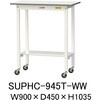 軽量作業台/耐荷重128kg_移動式H1035_半面棚板付_ワークテーブル150シリーズ 山金工業
