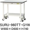軽量作業台/耐荷重150kg_ワンタッチ移動式_全面棚板付き_RoHS2指令対応塩ビシート天板_ワークテーブル150シリーズ 山金工業