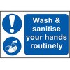 201-3360 ���H�W�� RS PRO Wash and Sanitize your hands routinely �p��� PVC ��/�� ���� 300 x 200mm RS PRO 09590458