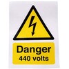 763-1566 RS PRO �댯�x�����x�� Danger 440 Volts �p��A�t�����X��� �r�j�[�� ��/�� �d�C ���x�� RS PRO 09861139