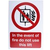 763-1853 ���h�W�� RS PRO In The Event Of Fire Do Not Use This Lift PP�d���v���X�`�b�N ��/��/�� �T�C�� RS PRO 09861611