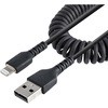 高耐久Lightning - USB-Aケーブル 50cm コイル(伸縮)型/ブラック/アラミド繊維補強/MFi認証/iPhone充電ケーブル/ Apple (アップル)充電 ライトニング- USB変換ケーブル/ カールコード StarTech.com