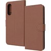 らくらくスマートフォン a / Lite Like standard 耐衝撃 ルーペ付き マグネットベルト シンプル 手帳型レザーケース / ブラウン レイ・アウト