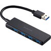 U3H-H040BK USBハブ USB3.2 Gen1 (USB-A×4) バスパワー コンパクト 薄型 ケーブル長10cm エレコム 13137270
