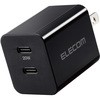スマホ充電器 AC充電器 タイプC×2ポート PD 最大出力20W スイングプラグ 小型 軽量 USBコンセント iPhone エレコム