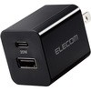 スマホ充電器 AC充電器 タイプC×1ポート USB×1ポート PD スイングプラグ 小型 軽量 USBコンセント iPhone エレコム