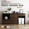 日本製 特殊鋼板を使った組み合わせキッチンカウンター 180cm オープン収納+ゴミ箱上カウンター+扉収納 ホームテイスト