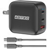 Power Delivery対応 GaN AC充電器/100W/USB Type-A 1ポート Type-C 2ポート/ブラック & Type-C to Cケーブルセット アドテック