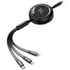 3in1 巻き取り式USBケーブル 100W 1.2m ブラック ZATTA