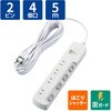 T-K6A-2450WH 電源タップ 延長コード 4個口 2P 個別スイッチ 雷ガード ほこり防止シャッター スイングプラグ コンセント エレコム 17978765