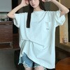 【オリジナル】オーバーサイズ ポケット刺繍 コットン ビックシルエット 半袖 Tシャツ トップハウス