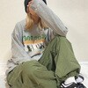 【DEVICE×えんな】ルーズグラフィック マウンテンプリント 裏毛 スウェット トレーナー トップハウス