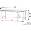 SUPA-1875-WW 軽量作業台/耐荷重150kg_高さ調整_ワークテーブル150シリーズ_低圧メラミン天板 山金工業 18757673