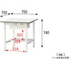 SUP-775UT-WW 軽量作業台/耐荷重150kg_引き出し付き固定式_半面棚付_ワークテーブル150シリーズ_低圧メラミン天板 山金工業 18758495