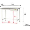 SUPH-1275U-WW 軽量作業台/耐荷重150kg_引き出し付き固定式_ワークテーブル150シリーズ_低圧メラミン天板 山金工業 18758565