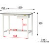 SUPH-1275UT-WW 軽量作業台/耐荷重150kg_引き出し付き固定式_半面棚付_ワークテーブル150シリーズ_低圧メラミン天板 山金工業 18758662