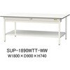 軽量作業台/耐荷重150kg_ワイド引き出し付固定式H740_全面棚板付_ワークテーブル150シリーズ 山金工業