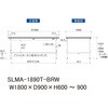 SLMA-1890T-BRW 実験用軽量作業台/高さ調整_指紋レスメラミン天板_半面棚付き_ワークテーブルLABシリーズ_実験用ラボテーブル 山金工業 19288590