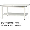 軽量作業台/耐荷重150kg_固定式H740_全面棚板付_ワークテーブル150シリーズ 山金工業