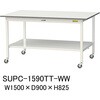 軽量作業台/耐荷重128kg_移動式H825_全面棚板付_ワークテーブル150シリーズ 山金工業