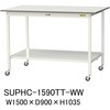 軽量作業台/耐荷重128kg_移動式H1035_全面棚板付_ワークテーブル150シリーズ 山金工業