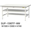 軽量作業台/耐荷重150kg_中間棚付固定式H740_半面棚板付_ワークテーブル150シリーズ 山金工業