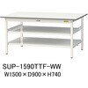 軽量作業台/耐荷重150kg_中間棚付固定式H740_全面棚板付_ワークテーブル150シリーズ 山金工業