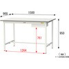 SUPH-1590U-WW 軽量作業台/耐荷重150kg_引き出し付き固定式_ワークテーブル150シリーズ_低圧メラミン天板 山金工業 19856918