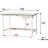 SUPH-1590UT-WW 軽量作業台/耐荷重150kg_引き出し付き固定式_半面棚付_ワークテーブル150シリーズ_低圧メラミン天板 山金工業 19856927