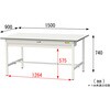 SUP-1590W-WW 軽量作業台/耐荷重150kg_ワイド引き出し付き固定式_ワークテーブル150シリーズ_低圧メラミン天板 山金工業 19856945