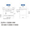 SUPH-1590W-WW �y�ʍ�Ƒ�/�ω׏d150kg_���C�h�����o���t���Œ莮_���[�N�e�[�u��150�V���[�Y_�ሳ�����~���V�� �R���H�� 19856979