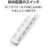 T-E6A-2620WH 電源タップ 延長コード 6個口 2P 個別スイッチ 省エネ ほこり防止シャッター スイングプラグ コンセント エレコム 20112322