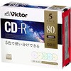 音楽用CD-R 80分/インクジェットプリンタ対応/カラーミックス5枚入り Victor
