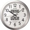 カレンダー・温湿度計・報時チャイム(電子音)付きオフィス電波掛け時計 プログラムカレンダー404SR リズム