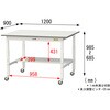 SUPAC-1290T-WW 軽量作業台/耐荷重128kg_高さ調整移動式H685～985_半面棚板付_ワークテーブル150シリーズ_低圧メラミン天板 山金工業 26814018