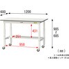 SUPAC-1260T-WW 軽量作業台/耐荷重128kg_高さ調整移動式H685～985_半面棚板付_ワークテーブル150シリーズ_低圧メラミン天板 山金工業 26814036