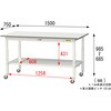 SUPAC-1575TT-WW 軽量作業台/耐荷重128kg_高さ調整移動式H685～985_全面棚板付_ワークテーブル150シリーズ_低圧メラミン天板 山金工業 26814140
