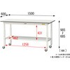 SUPAC-1560TT-WW 軽量作業台/耐荷重128kg_高さ調整移動式H685～985_全面棚板付_ワークテーブル150シリーズ_低圧メラミン天板 山金工業 26814149