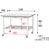 SUPAC-1290TT-WW 軽量作業台/耐荷重128kg_高さ調整移動式H685～985_全面棚板付_ワークテーブル150シリーズ_低圧メラミン天板 山金工業 26814158