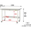 SUPAC-1260TT-WW 軽量作業台/耐荷重128kg_高さ調整移動式H685～985_全面棚板付_ワークテーブル150シリーズ_低圧メラミン天板 山金工業 26814176