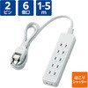 T-ST02N-2630WH 電源タップ 延長コード 6個口 2P ほこり防止シャッター スイングプラグ コンセント エレコム 31899718