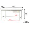 SUP-1575U-WW 軽量作業台/耐荷重150kg_引き出し付き固定式_ワークテーブル150シリーズ_低圧メラミン天板 山金工業 35723484