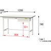 SUP-1260U-WW 軽量作業台/耐荷重150kg_引き出し付き固定式_ワークテーブル150シリーズ_低圧メラミン天板 山金工業 35723511